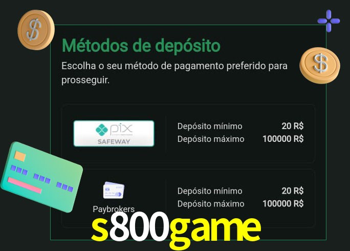 O cassino s800game oferece uma grande variedade de métodos de pagamento